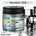 Black Ice air freshener with ice cube imagery on a reflective surface