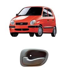 Red car and gray door handle on a white background