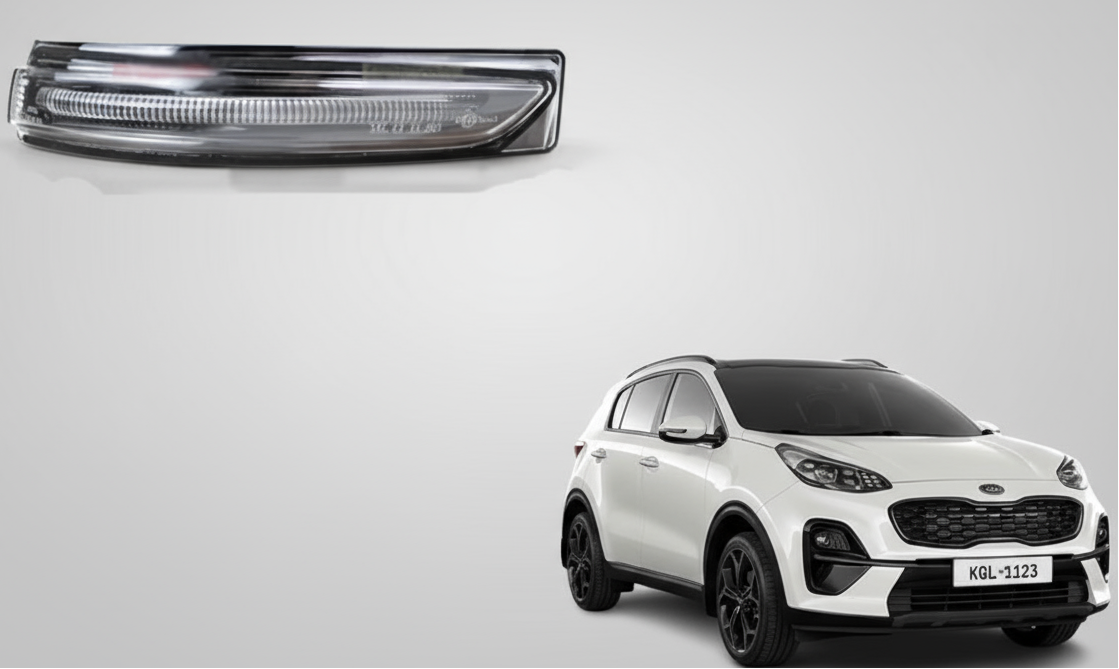 Car headlight component with a white car on a white background