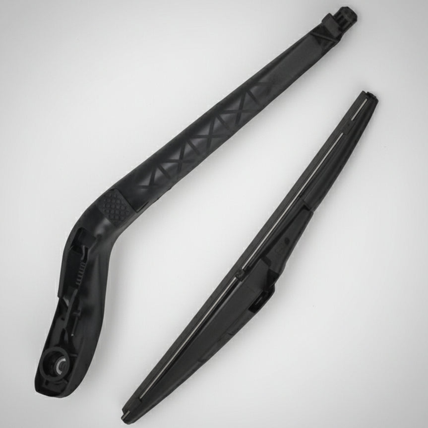 Two black wiper blades with a visible brand logo on a white background