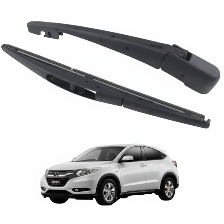 Two car wiper blades with a white SUV in the background and a red NDE label.