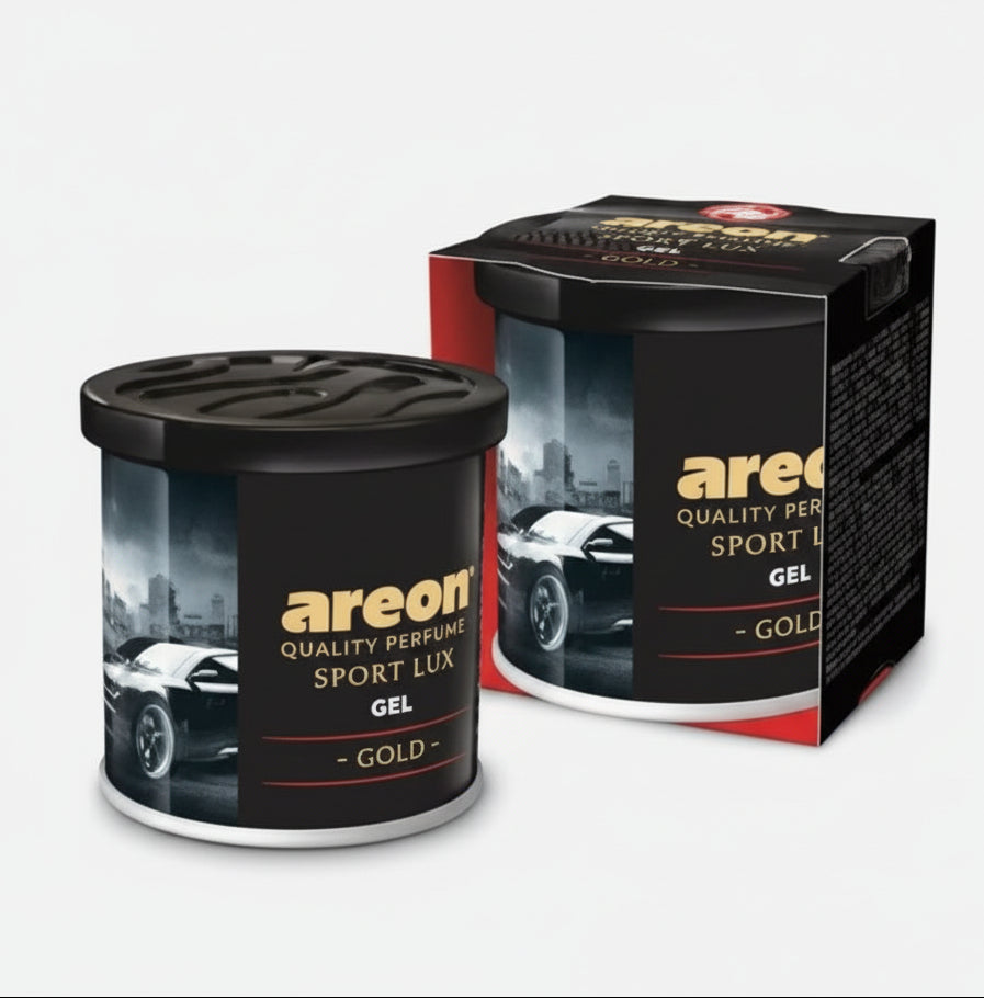 Two Areomax air freshener cans with packaging on a white background