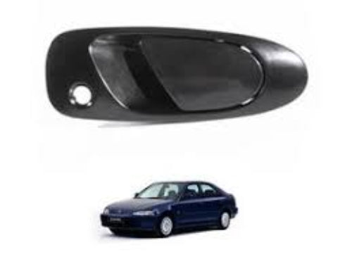 Black car door handle on a white background