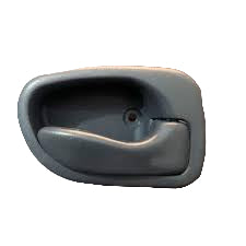 Gray interior car door handle on a wooden surface