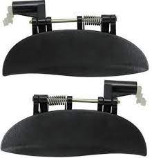 Two black guitar capos on a white background