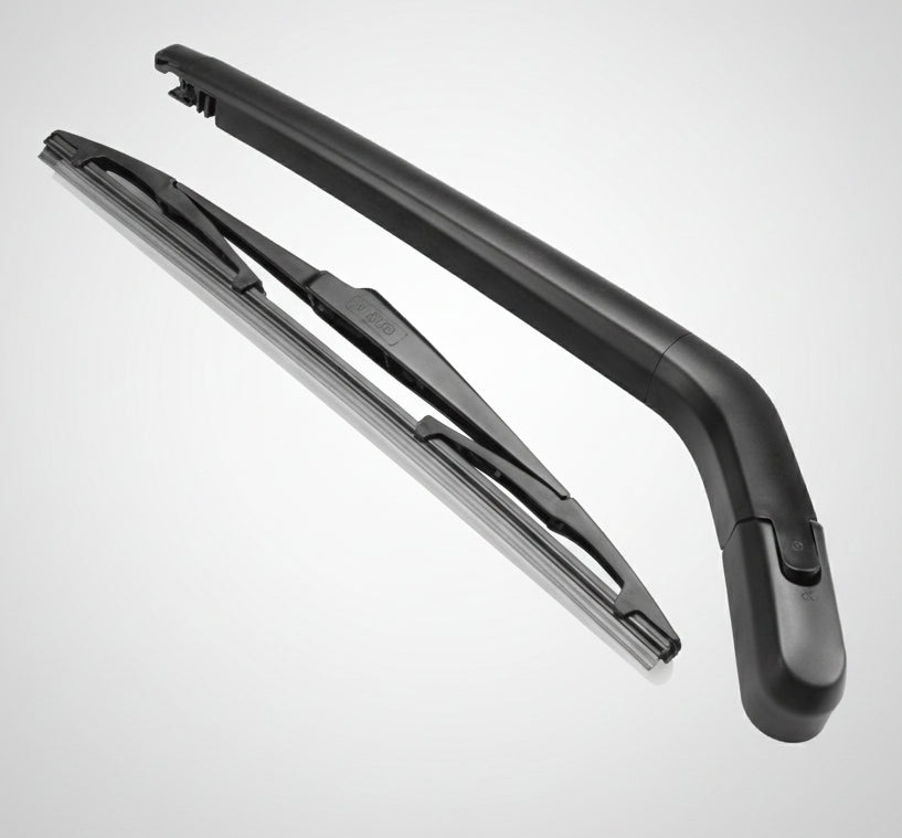 Two car windshield wipers on a light gray background