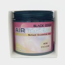 Air freshener container with pink label on a white background