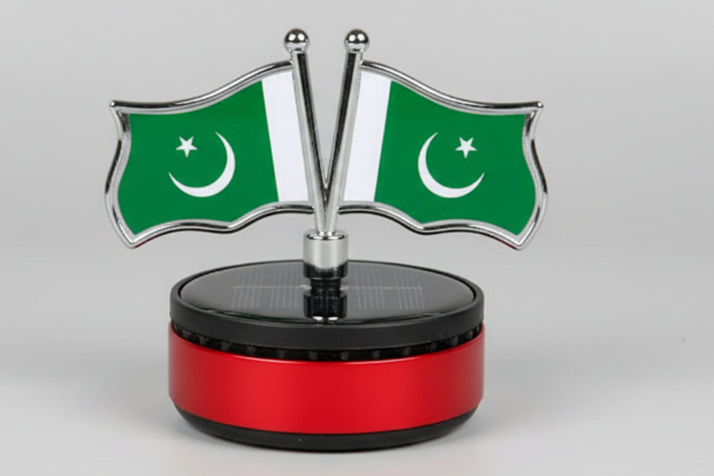 Pakistan Flag Design Car Air Freshener Perfume Solar Power Car Aroma Diffuser Portable Car Air Purifier (Black)