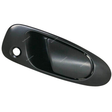 Black car door handle on a white background