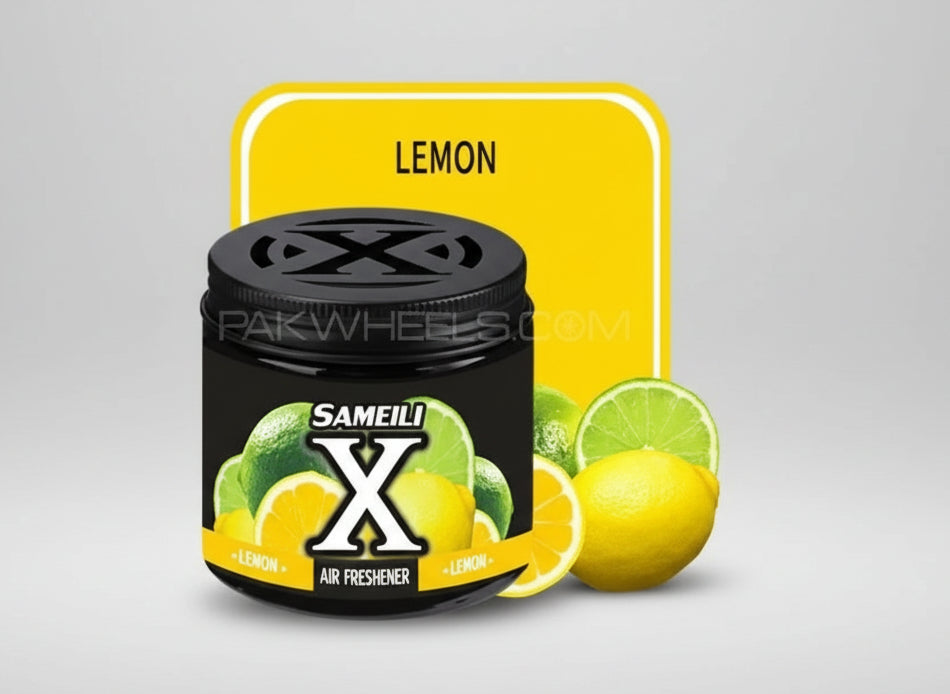 Sameili X air freshener with lemon theme on a white background