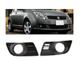 Car fog light covers with a car in the background